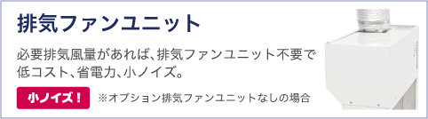 排気ファンユニット 必要排気風量があれば､排気ファンユニット不要で低コスト､省電力､小ノイズ。